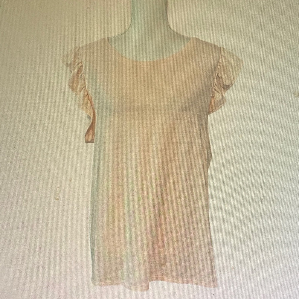 Sleeveless Ruffle Shoulder Tank Top - Soft Blush